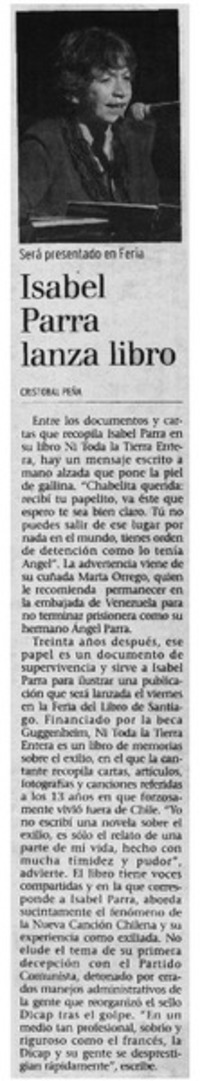 Isabel Parra lanza libro Isabel Parra lanza libro