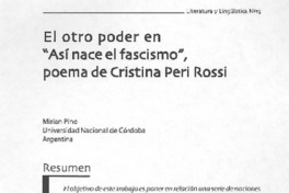 El otro poder en "Así nace el fascismo", poemas de Cristina Peri Rossi El otro poder en "Así nace el fascismo", poemas de Cristina Peri Rossi