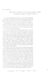 Premio Nobel de Literatura 2007 Doris Lessing, británica Premio Nobel de Literatura 2007 Doris Lessing, británica