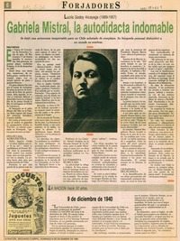 Gabriela Mistral, la autodidacta indomable Gabriela Mistral, la autodidacta indomable