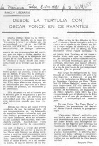 Desde la tertulia con Oscar Fonck en Cervantes Desde la tertulia con Oscar Fonck en Cervantes