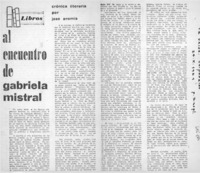 Al encuentro de Gabriela Mistral Al encuentro de Gabriela Mistral