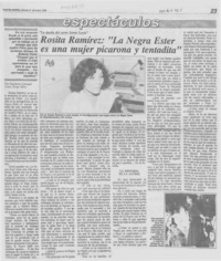 Rosita Ramírez, "La negra Ester es una mujer picarona y tentadita" Rosita Ramírez, "La negra Ester es una mujer picarona y tentadita"