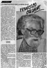 Lo fantástico en la realidad Francisco Coloane Lo fantástico en la realidad Francisco Coloane