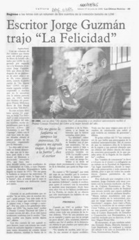 Escritor Jorge Guzmán trajo "La felicidad" Escritor Jorge Guzmán trajo "La felicidad"