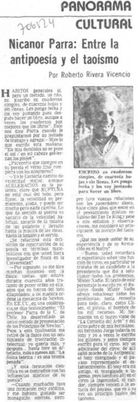 Nicanor Parra: entre la antipoesía y el taoísmo Nicanor Parra: entre la antipoesía y el taoísmo