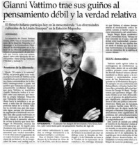 Gianni Vattimo trae sus guiños al pensamiento débil y la verdad relativa Gianni Vattimo trae sus guiños al pensamiento débil y la verdad relativa