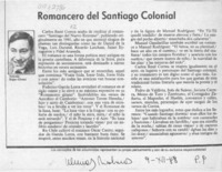 Romancero del Santiago colonial Romancero del Santiago colonial