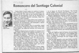 Romancero del Santiago colonial Romancero del Santiago colonial
