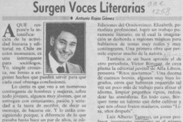 Surgen voces literarias Surgen voces literarias