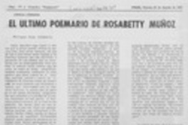 El último poemario de Rosabetty Muñoz El último poemario de Rosabetty Muñoz