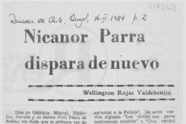 Nicanor Parra dispara de nuevo Nicanor Parra dispara de nuevo