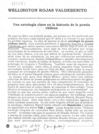 Una antología clave en la história de la poesía chilena Una antología clave en la história de la poesía chilena