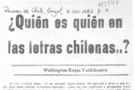Quién es quién en las letras chilenas? Quién es quién en las letras chilenas?