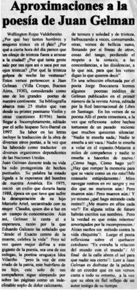 Aproximaciones a la poesía de Juan Gelman Aproximaciones a la poesía de Juan Gelman