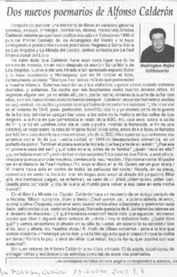 Dos nuevos poemarios de Alfonso Calderón Dos nuevos poemarios de Alfonso Calderón