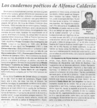 Los cuadernos poéticos de Alfonso Calderón Los cuadernos poéticos de Alfonso Calderón