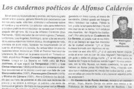 Los cuadernos poéticos de Alfonso Calderón Los cuadernos poéticos de Alfonso Calderón