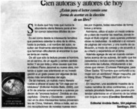 Cien autoras y autores de hoy Cien autoras y autores de hoy