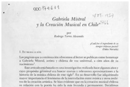 Gabriela Mistral y la creación musical en Chile Gabriela Mistral y la creación musical en Chile