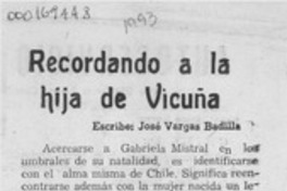 Recordando a la hija de Vicuña Recordando a la hija de Vicuña