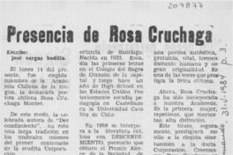 Presencia de Rosa Cruchaga Presencia de Rosa Cruchaga