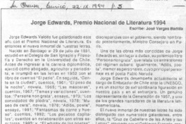 Jorge Edwards, Premio Nacional de Literatura 1994 Jorge Edwards, Premio Nacional de Literatura 1994