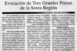 Evocación de tres grandes poetas de la sexta región Evocación de tres grandes poetas de la sexta región