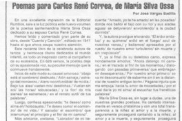 Poemas para Carlos René Correa, de María Silva Ossa Poemas para Carlos René Correa, de María Silva Ossa