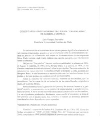Comentario a seis versiones del poema "Una palabra" de Gabriela Mistral Comentario a seis versiones del poema "Una palabra" de Gabriela Mistral
