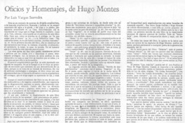 Oficios y homenajes, de Hugo Montes Oficios y homenajes, de Hugo Montes
