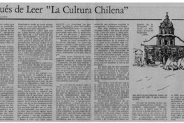 Después de leer "La cultura chilena" Después de leer "La cultura chilena"