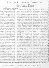 Ciertas criaturas terrestres de Jorge Díaz Ciertas criaturas terrestres de Jorge Díaz