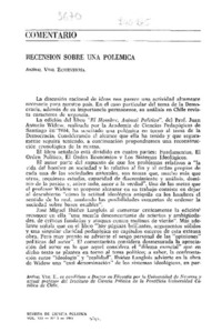 Recensión sobre una polémica Recensión sobre una polémica