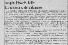 Joaquín Edwards Bello, expedicionario de Valparaíso Joaquín Edwards Bello, expedicionario de Valparaíso