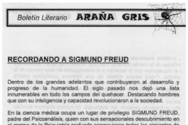 Recordando a Sigmund Freud Recordando a Sigmund Freud