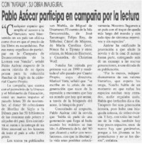 Pablo Azócar participa en campaña por la lectura Pablo Azócar participa en campaña por la lectura