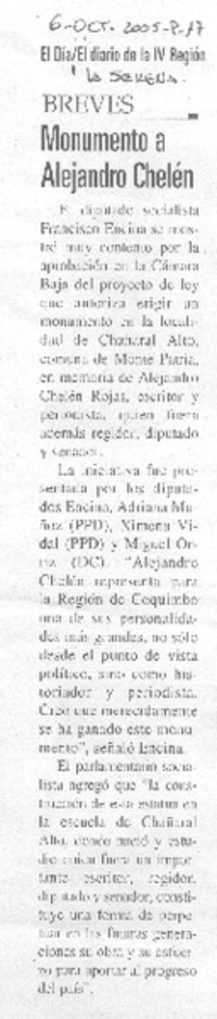 Monumento a Alejandro Chelén. Monumento a Alejandro Chelén.