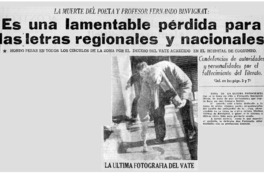 Es una lamentable pérdida para las letras regionales y nacionales. Es una lamentable pérdida para las letras regionales y nacionales.