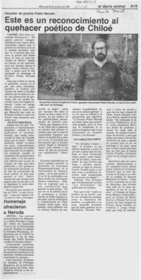 Este es un reconocimiento al quehacer poético de Chiloé Este es un reconocimiento al quehacer poético de Chiloé