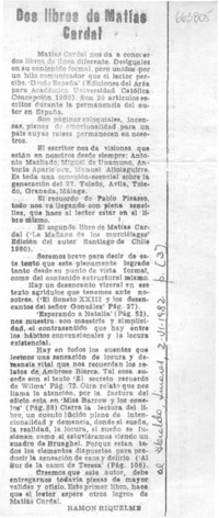 Dos libros de Matías Cardal Dos libros de Matías Cardal