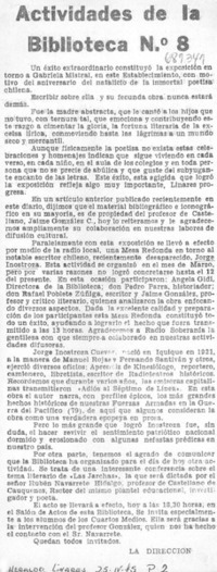 Actividades de la biblioteca n° 8. Actividades de la biblioteca n° 8.