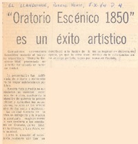 Oratorio escénico 1850" es un éxito artístico. Oratorio escénico 1850" es un éxito artístico.