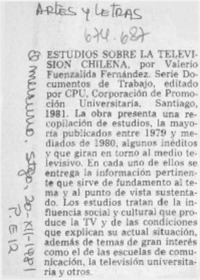 Estudios sobre televisión chilena. Estudios sobre televisión chilena.