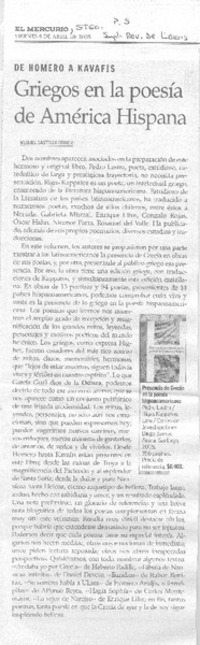 Griegos en la poesía de America Hispana. Griegos en la poesía de America Hispana.