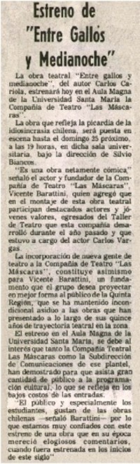 Estreno de "Entre gallos y medianoche". Estreno de "Entre gallos y medianoche".