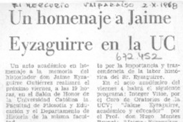 Un Homenaje a Jaime Eyzaguirre en la UC. Un Homenaje a Jaime Eyzaguirre en la UC.