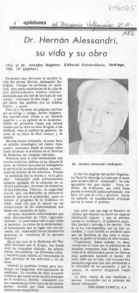 Dr. Hernán Alessandri, su vida y su obra Dr. Hernán Alessandri, su vida y su obra