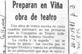 Preparan en Viña obra de teatro. Preparan en Viña obra de teatro.