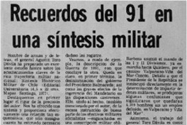 Recuerdos del 91 en una síntesis militar. Recuerdos del 91 en una síntesis militar.